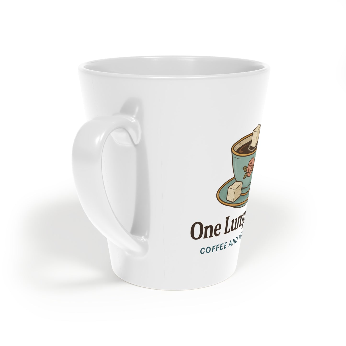 Latte Mug — 'One Lump or Two' Vintage Coffee Cup, 12oz Ceramic