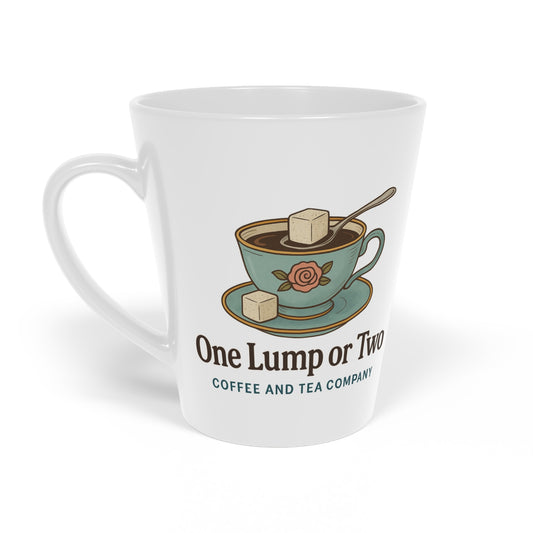 Latte Mug — 'One Lump or Two' Vintage Coffee Cup, 12oz Ceramic